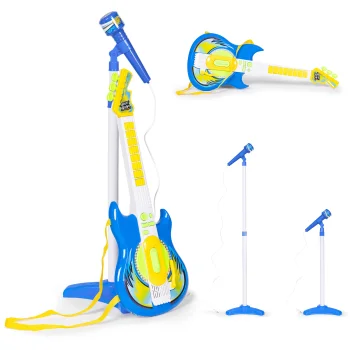 Multistore Kids Electric Guitar with Microphone and Stand, Blue