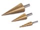 Step cone drill bit set for metal, HSS titanium coated, 3 pcs