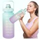 Motivational Water Bottle with Time Marker Reminder Tracker Leak-proof BPA Free, 2L, Purple
