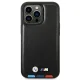 BMW iPhone 14 Pro Max Case Leather Stamp Tricolor MagSafe Black