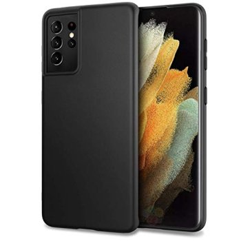 Samsung Galaxy S21 Ultra (SM-G998B) Matt Silicone Color Case Cover, Black | Silikona Vāciņš Maciņš Apvalks Bampers