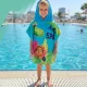 Kids Dinosaur Hooded Beach Towel Bath Poncho 50x100 cm, Blue Green