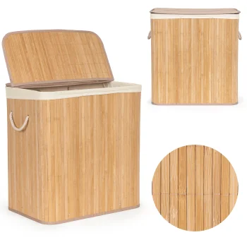 Modernhome Bamboo Laundry Basket, 150L, 3 Compartments