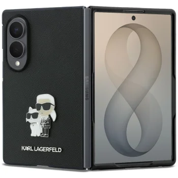 Karl Lagerfeld Saffiano Karl&Choupette Pin Case for Samsung Galaxy Z Flip7 - Black
