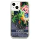 Guess Flower Liquid Glitter Case for iPhone 13 mini, Blue