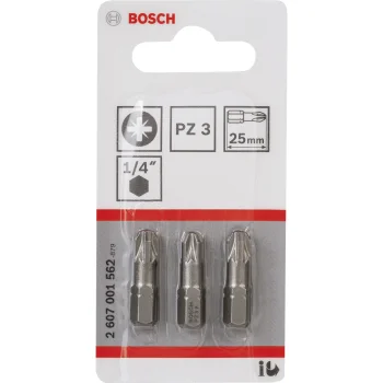 Bosch Extra Hard PZ3 Screwdriver Bit Set, 25mm, 3 Pieces