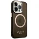 Guess iPhone 14 Pro Case Gold Outline Translucent MagSafe Black