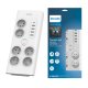 Philips 6-Outlet Surge Protector Power Strip with USB C, 4 USB-A, 2m Cord, white
