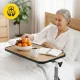 4FIZJO MED Adjustable Overbed Table on Wheels, Light Oak