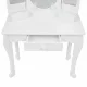 Kids vanity table with LED lighted mirror for girls, white