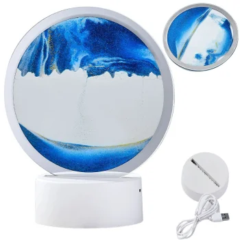 3D Moving Sand Art Desk Lamp with USB and RGB LED Light