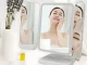 Folding LED Makeup Mirror with 3 Light Modes, USB, White