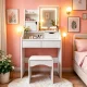 Modernhome Makeup Vanity Dressing Table with LED Mirror and Stool