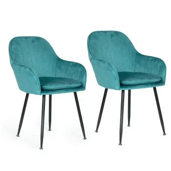 ModernHome Velvet Upholstered Dining Chairs Set of 2, Turquoise