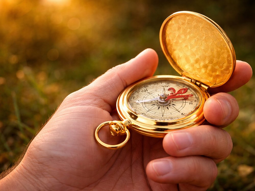 Classic Folding Metal Pocket Compass for Survival and Hiking, gold (0)