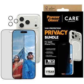 CARE by PanzerGlass Flagship Privacy 3-in-1 Case + Privacy Glass + Lens iPhone 17 Pro