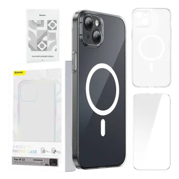 Baseus Magnetic Crystal Clear Case for iPhone 13 with Glass, Transparent