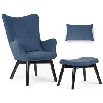 Sofotel Norse Wingback Chair with Footstool, Blue