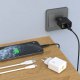 Dudao A23LEU 2.4A GaN EU USB-A sienas lādētājs ar USB-A uz Lightning kabeli – balts