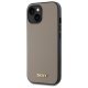 DKNY Grained Metal Logo MagSafe vāciņš iPhone 15 - Bēšs