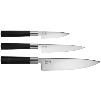 KAI Wasabi Black 67S-300 Kitchen Knife Set, 3-Piece