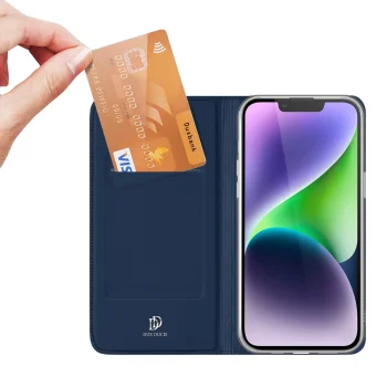 Atverčiamasis dėklas Dux Ducis Skin Pro skirtas iPhone 15 Plus, mėlynas