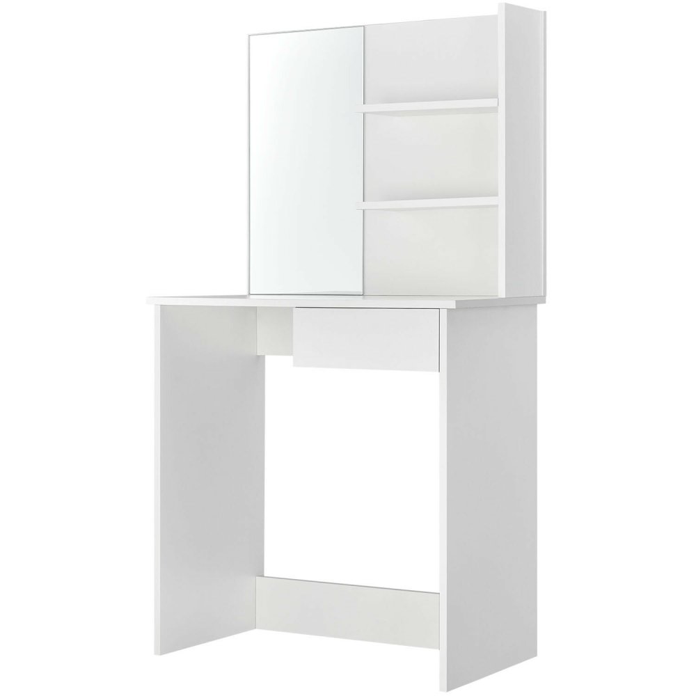 Modern Dressing Table with Large Mirror and Shelves ModernHome, White (2)