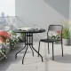 Round Patio Table 80 cm with Tempered Glass Top and Umbrella Hole MultiGarden, Black