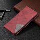 Huawei P50 Geometric Pattern Leather Stand Case Cover - Red