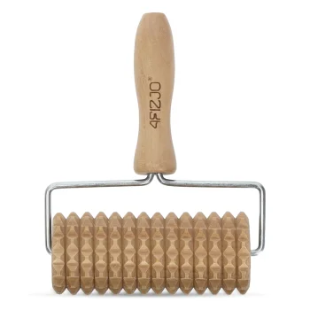 4Fizjo Large Wooden Body Massage Roller with Handle, Brown
