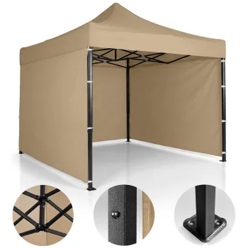 Plonos Garden Pavilion with 3 Walls, 3x3m, Beige