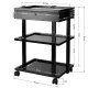 Tattoo Workstation Cart Pro Ink 1040A with Drawer and Glass Shelves, Black