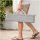 Grey Garden Hammock with Wooden Spreader Bars and Fringes 200 x 100 cm, with Bag