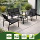 4-Piece Garden and Balcony Furniture Set Gardlov, black