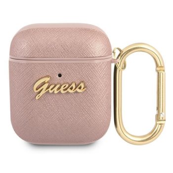 Guess AirPods 1 / 2 Case Saffiano Script Metal, Pink