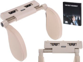 Adjustable Headrest for Head and Neck in Car, beige
