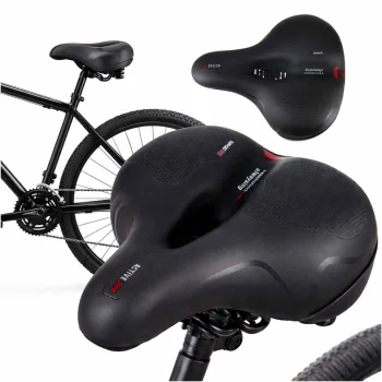 Bicycle Saddle with Elastic Foam and Reflector, Black