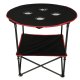 Folding Camping Table with Cup Holders and Carry Bag 72x72 cm, Black/Red