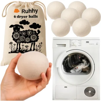 Ruhhy 25704 Wool Dryer Balls, 6 Pcs, Beige