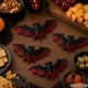 Halloween Bat Decoration, Set of 4, Brown-Black