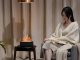 Ultrasonic Air Humidifier and Aromatherapy Diffuser with Flame Effect, Black