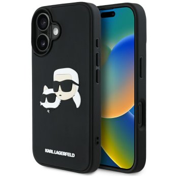 Karl Lagerfeld 3D Rubber Double Heads Case for Apple iPhone 16, Black