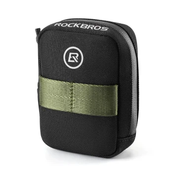 Rockbros Mini Saddle Bag with CO2 Cartridge Holder, Black/Green