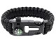 5-in-1 Survival Bracelet with Compass, Flint and Whistle, Black