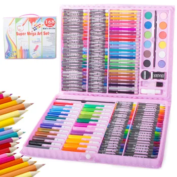 Art Set in a Suitcase, 168 Pieces, Pink