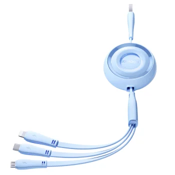 Joyroom S-A40 Retractable 3-in-1 Cable USB-A to USB-C / Lightning / Micro USB 1m Blue