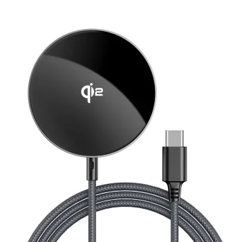 Acefast E24 Qi2 15W Magnetic Wireless Charger with 1.2m USB-C Cable, Black