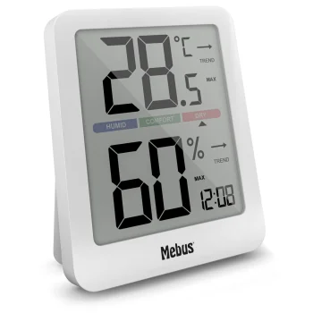 Mebus Digital Thermo-Hygrometer with Backlight White