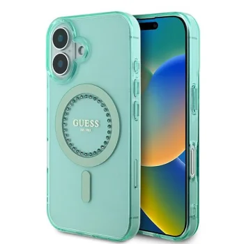 Guess iPhone 16 Case IML Rhinestones MagSafe, Green