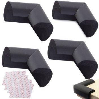 Foam Edge Protectors, Safety Corners, Black, 4 pcs